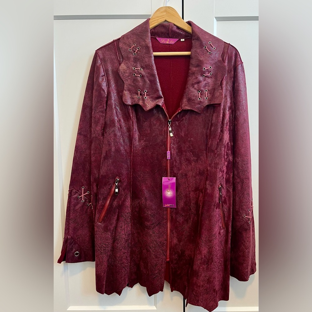 Faux (vegan) Leather Burgundy/Black Jacket